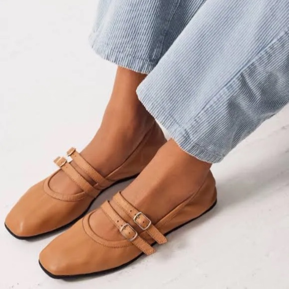 Free People Gemini Flats Vachetta Leather